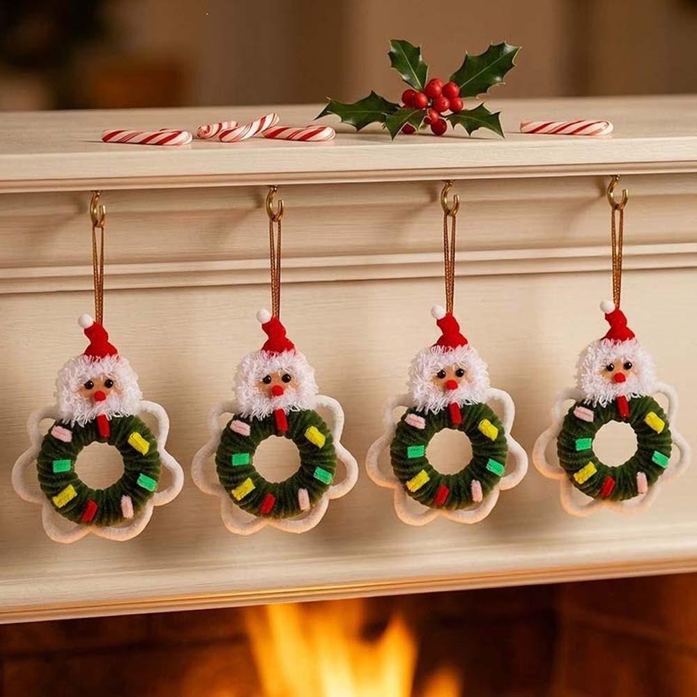 Vibrant Colors Christmas Mini Wreath Small Size Holiday Hanging Pendant Family Members