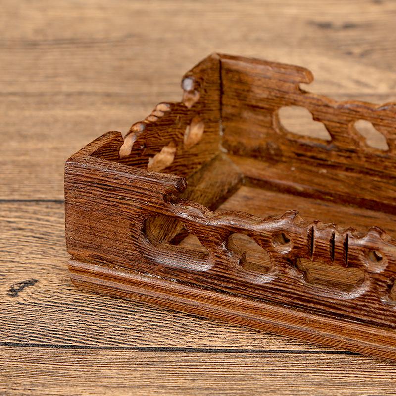 1pc Vintage-Style Storage Shelf Handmade Wood Teapot Stand Base Wooden Display Trays Miniatures Base