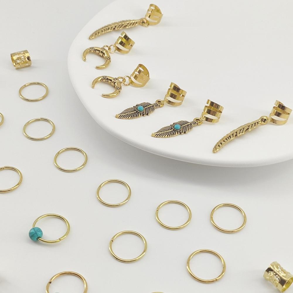 31pcs Dread Locks Hollow Out Hair Ring Hair Braiding Hair Braid Tubes Dreadlocks Beads Decor