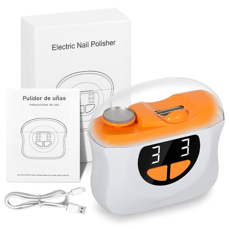 Home Electric Nail Clipper & Polisher 2-in-1 Grinding Polishing 2 Modes 3 Gears Safe Portable Rechargeable Plastic Finger