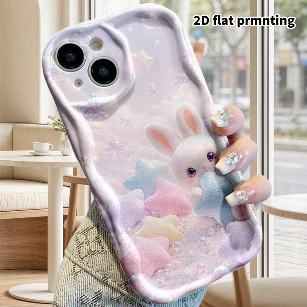 Phone Case: 2D flat design suitable for iPhone 18 17 16 15 14 13 Pro protective case, couple style, cute soft bunny, Christmas and Halloween gift