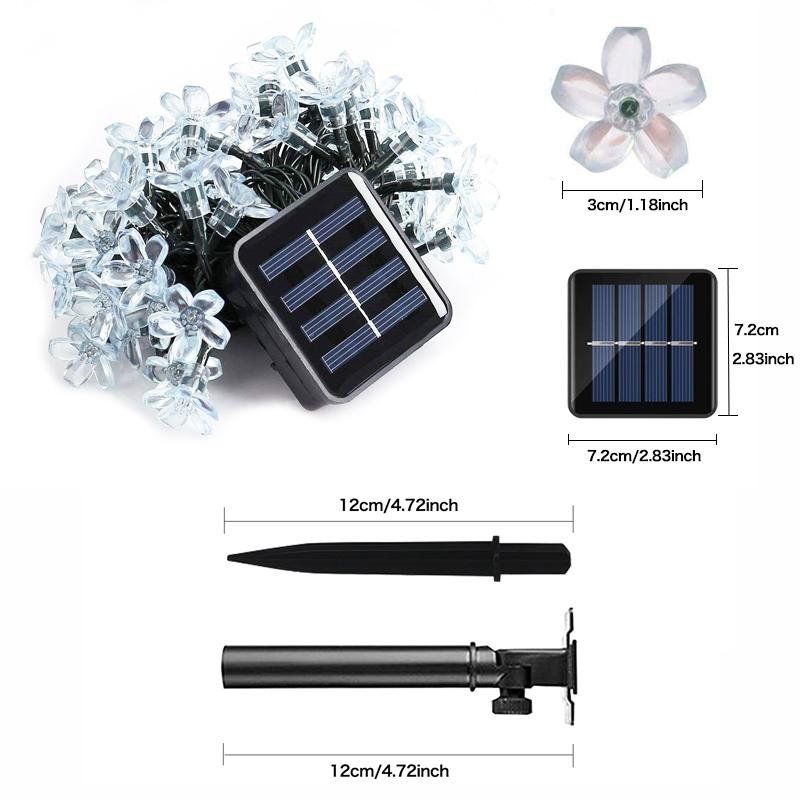 5M/7M Outdoor Courtyard Solar Fairy Lights Cherry Blossoms Solar String Lights Christmas Decorative Lighting Lamp