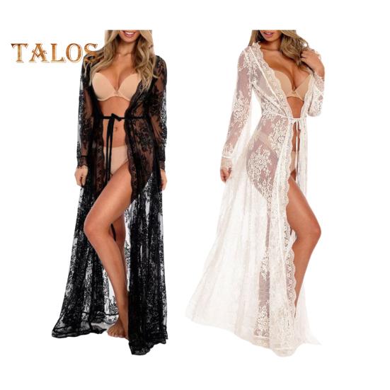 Бикини-кардиган с длинным рукавом, шнуровка, открытое кружевное платье спереди, сексуальная блузка для отпуска, пляж, бассейн, горячий источник, накидка