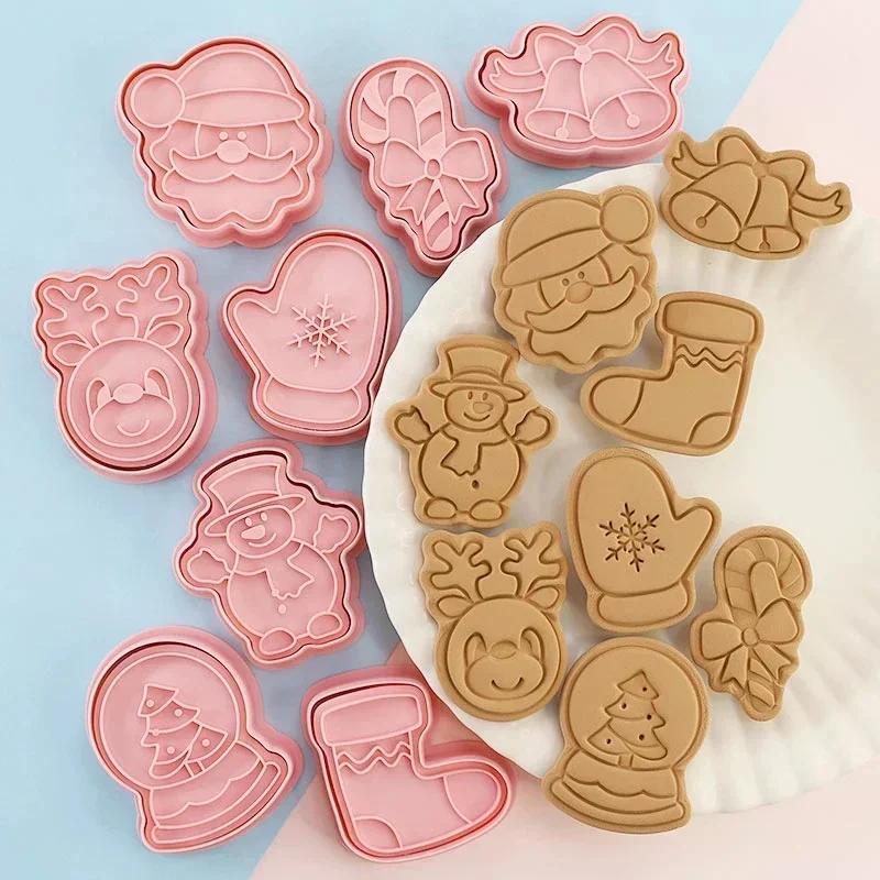 Baking Tools Creative Handmade Molds 8 Pcs/Set DIY Cartoon Biscuit Mould Christmas Cookie Cutters Plastic Baking Cookie Tools