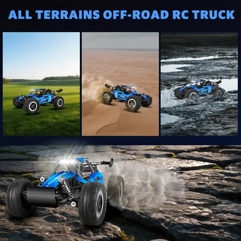 Rc Cars 1:16 2WD Off-Road RC Truck All Terrain 2.4G Electric RC Car High Speed 20KM/H Remote Control Car with LED Lights Kid Toy