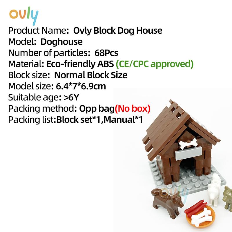 Ovly Фермерская конура DIY Building Block MOC PartsPuzzle Set with Garden Cannel Animals Dog House Nest Kit Kids Gift with Manual