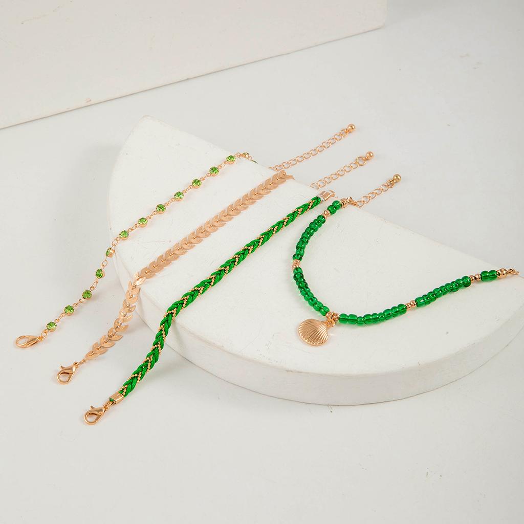 Богемный стиль рисовые бусины ракушка многослойный браслет этнический ветер плетеный браслет набор из четырех штук