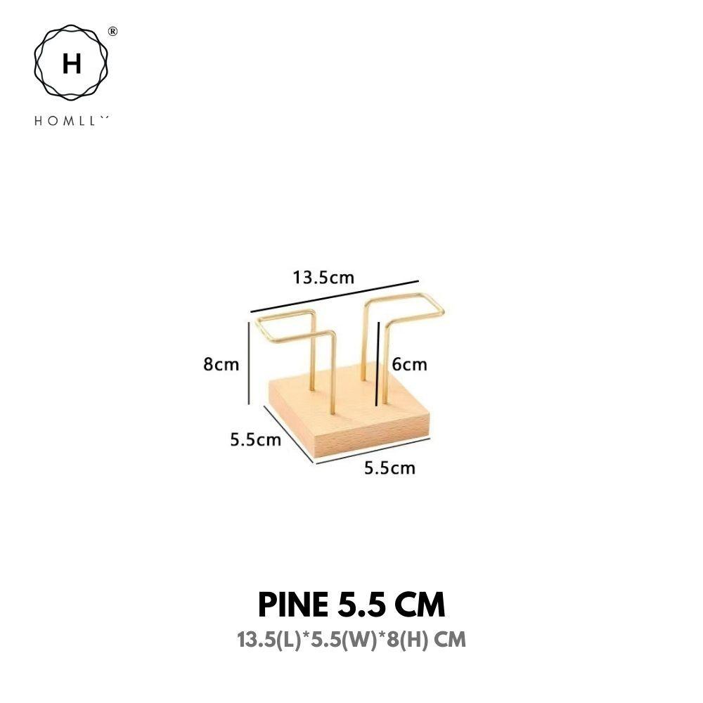 Homlly Keii Gold Brass Paper Napkin Stand Tissue Holder Organizer with Solid Wood Base