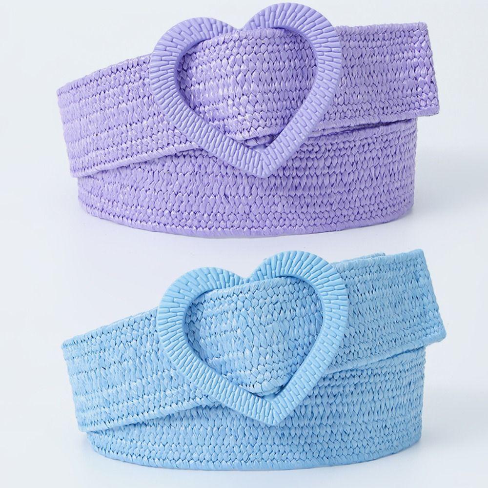4cm Wide Braided Belt Straw Woven Waistband Sweet Waist Belt