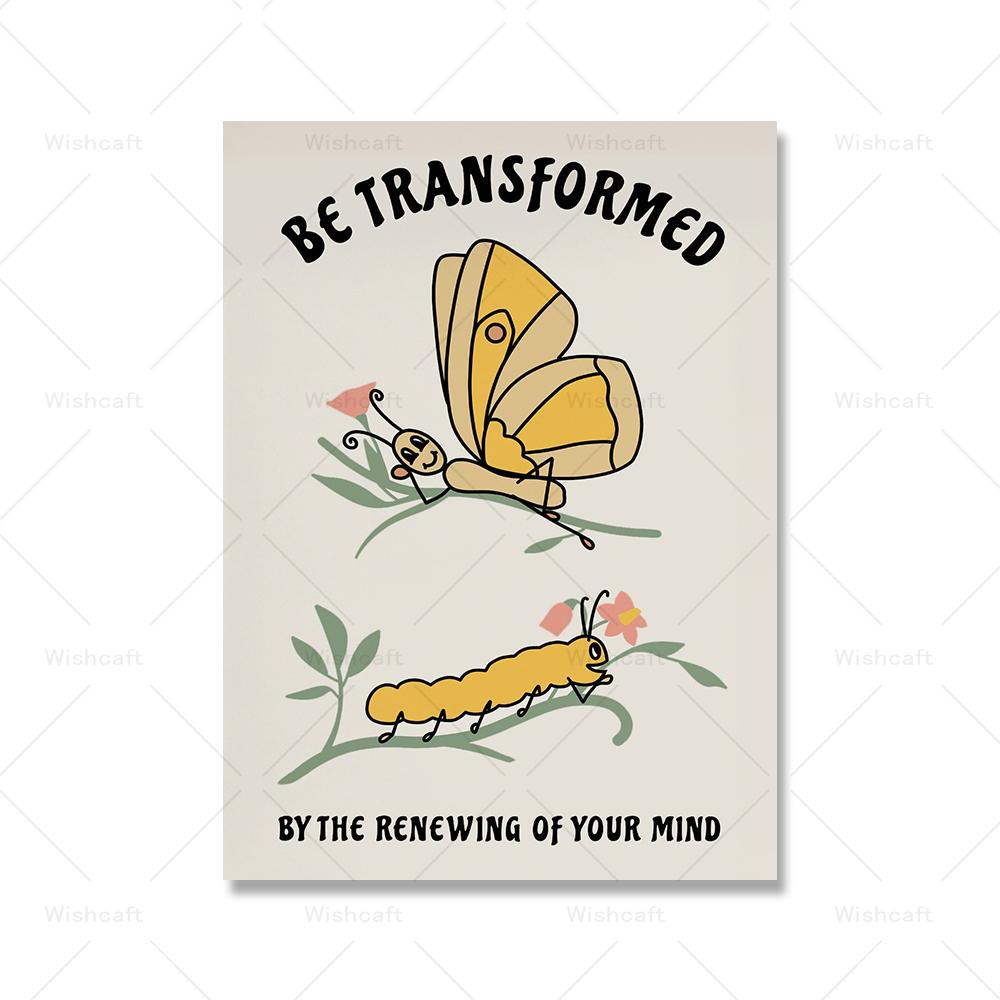 Христианская цитата настенное искусство ретро цветочный принт розовый вдохновляющая эстетическая бабочка холст картина детская комната домашний декор картинки