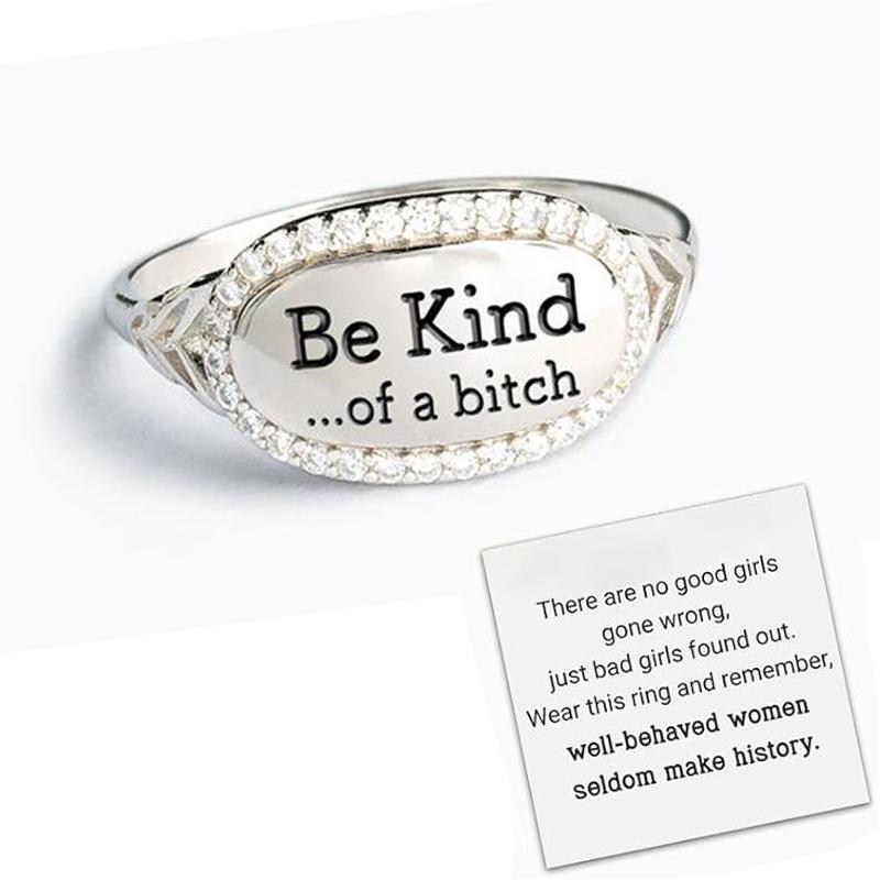 Фирменное кольцо Be Kind, Be Kind... Фирменное кольцо Of a Bitch, кольцо Be Kind, ювелирные изделия Sassy Rude, вдохновляющее кольцо дружбы для женщин и девочек
