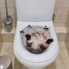3D стикер-кот для туалета, настенный стикер, накладка на сиденье унитаза для ванной комнаты, декоративный ремонт, самоклеящийся настенный стикер