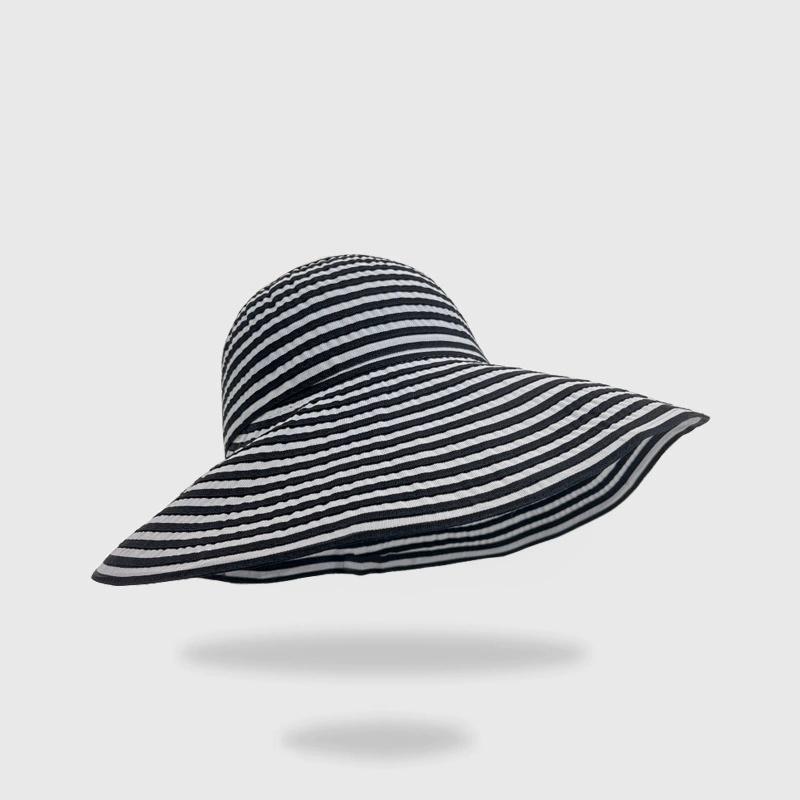 Женская весенне-летняя складная солнцезащитная шляпа в полоску