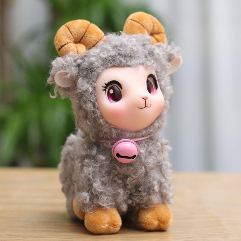 Cute Fluffy Lamb Plush Toy Soft Sheep Stuffed Animal Doll with Bell Small Size for Kids Carry On Travel Play Gift