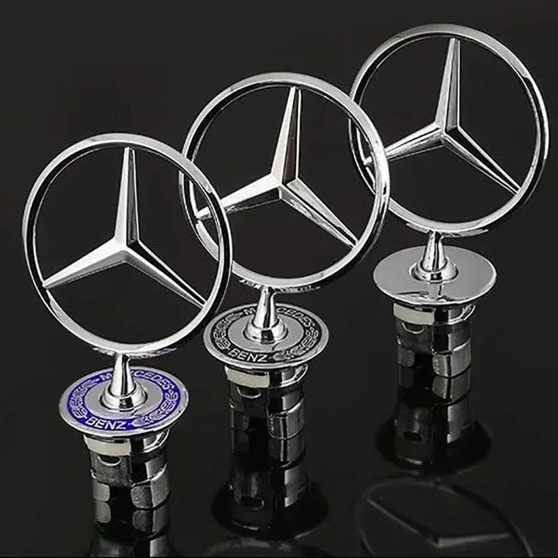 CEV5 3D Car Front Bonnet Hood Emblem Round Zinc Alloy Badge For Mercedes Benz C E S Class W204 W205 W212 W213 W211 W220 W222 W223
