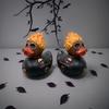 Halloween Flame Duck Statue Gothic Skull Duck Figurine Resin Sculpture Holiday Party Desktop Decoration Ornament