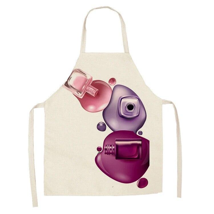 Sleeveless Linen Apron Men and Women Household Cleaning Tools Apron Nail Polish Ladies Perfume Printing Kitchen Apron