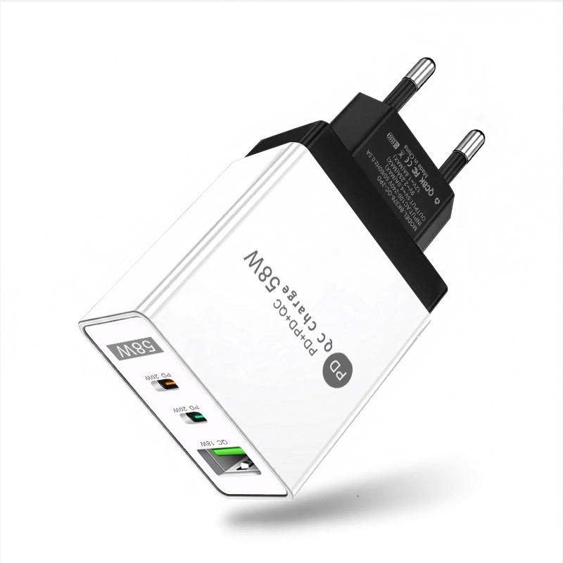 PD33W QC3.0 GaN Multi-Port European Standard Fast Charger, 9V/12V Fast Charging Adapter
