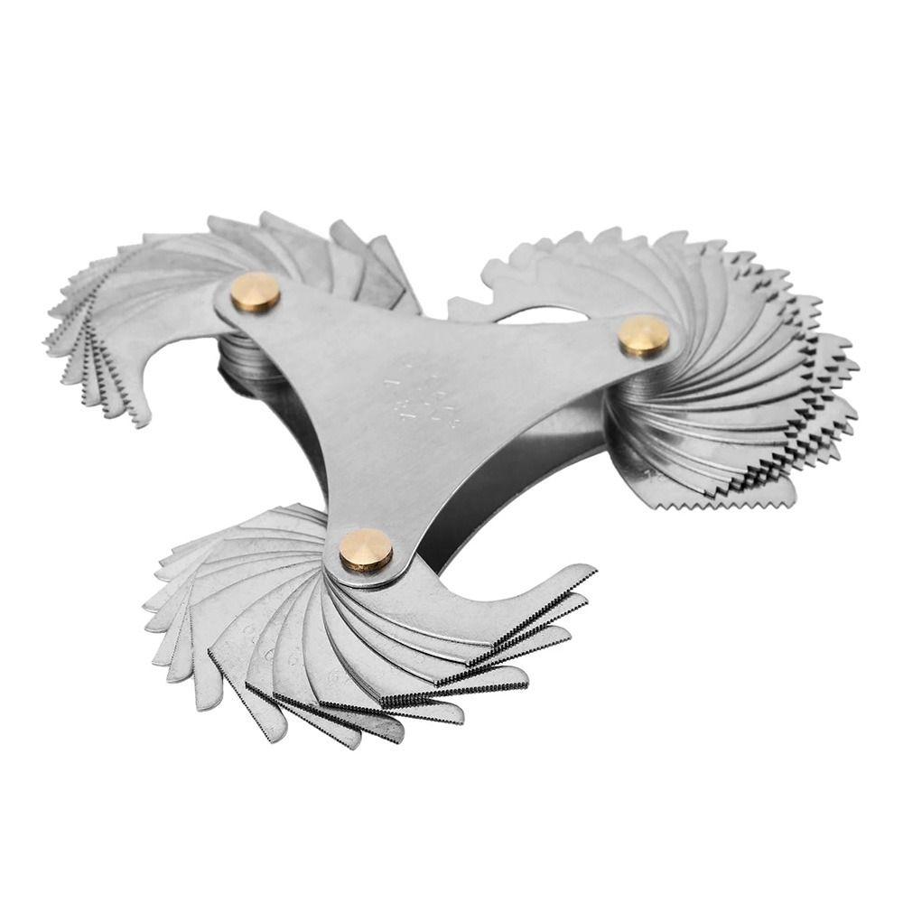 51Pcs Triangle Measuring Head Measuring Tool Measuring Gage Stainless Steel US Screw Pitch Gauge Thread Blades