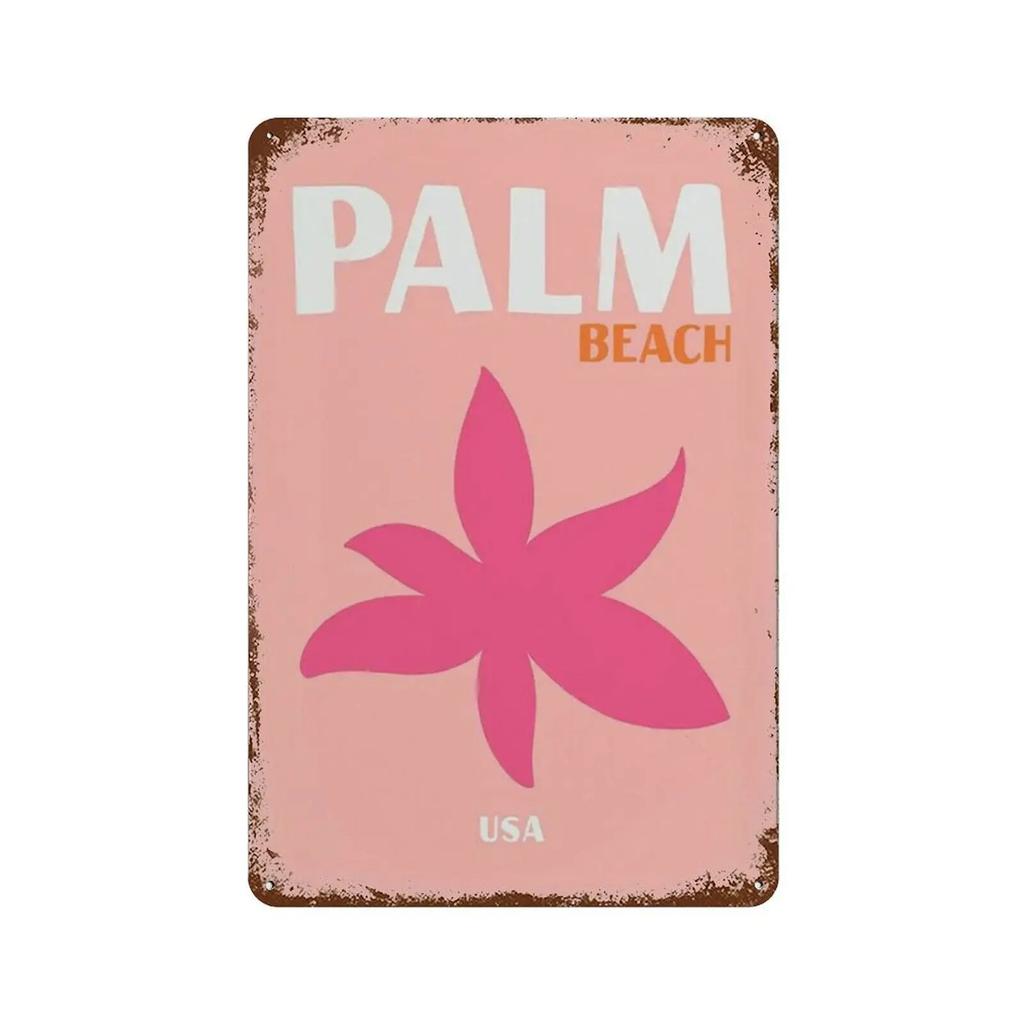 Vintage Metal Signs Decor Modern Scenic Travel Mykonos Palm Miami Wall Art Poster Prints Boho Maximalist Style Picture