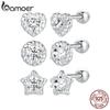 BAMOER Moissanite Heart/Round/Starry Stud Earrings, D Color Brilliant Round Cut Lab Created Diamond 925 Silver Earrings
