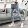 Men's Skinny Loose Ripped Jeans - Korean Style Trendy Beggar Pants, Slim Fit, 9-Point Length, Spring/Summer Collection