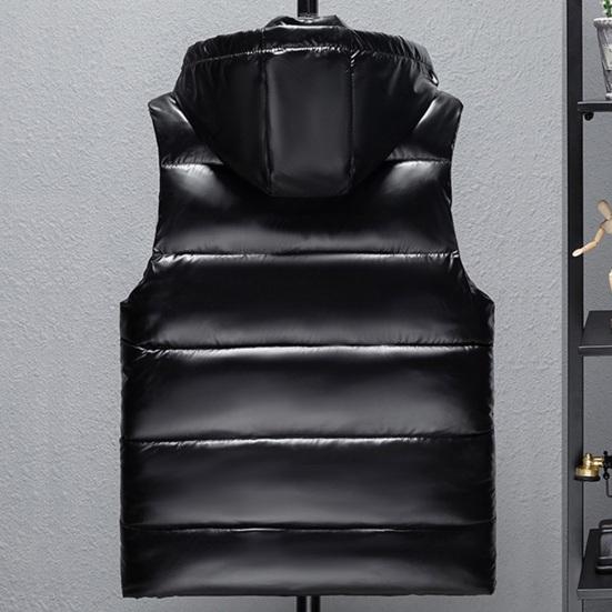 Мужской жилет, пальто с воротником-стойкой, с капюшоном, без рукавов, застежка-молния, зимний жилет, верхняя одежда с карманами, однотонный цвет