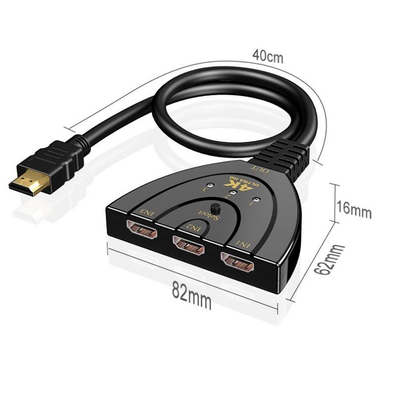 3 входа 1 выход HDMI-переключатель-сплиттер HD 1080P 4K HDMI-совместимый кабель HD-MI Видеопереключатель Адаптер-концентратор для DVD HDTV TV Box PS3 XBOX