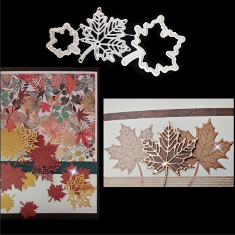 Металлический трафарет с тремя кленовыми листьями, тиснение, вырубные штампы для Diy, скрапбукинг, тиснение бумажных карт, ремесленный декор