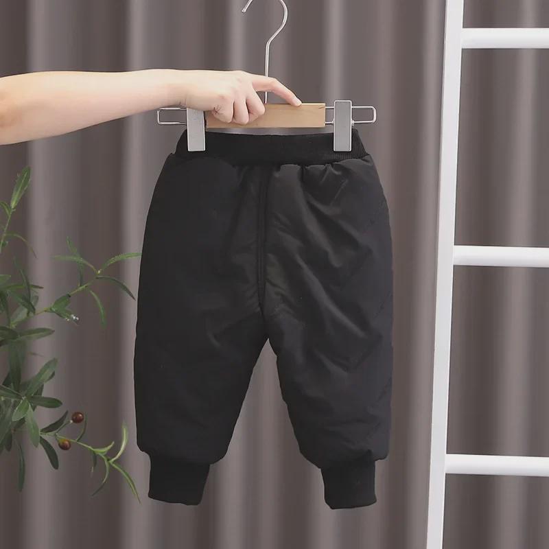 2024 Детские зимние хлопковые бархатные теплые брюки с тиснением в виде мультфильмов