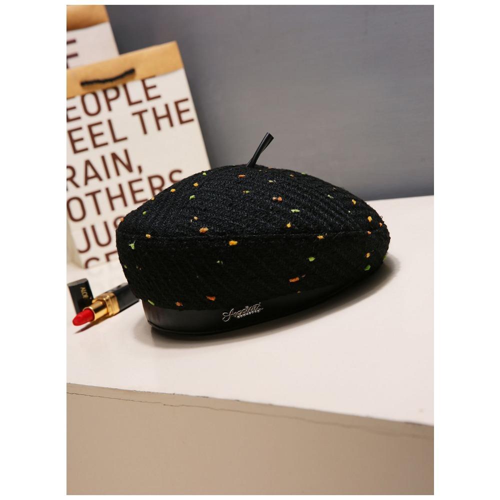 Черный берет Женский берет - Новый осенне-зимний стиль - Элегантная восьмиугольная шляпа художника