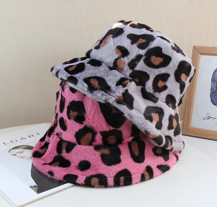 2021 Winter Unisex Custom Furry Fluffy Faux Fur Digital Print Bucket Hat for Daily Casual or Party Wear