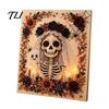 Reusable Seasonal Wall Decoration Halloween Faux Pearl Art Kit, Crow Pumpkin Painting DIY 7.87 x Stress Relief Project for Home Inch Cute