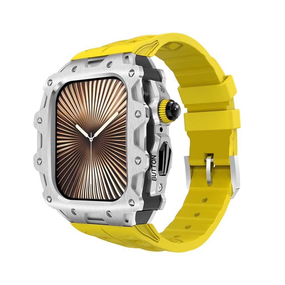 Hot Sale Mod Kit for Apple Watch 10 Series 46mm Silicone Watch Band Stainless Steel Case Smartwatch Replacement Band