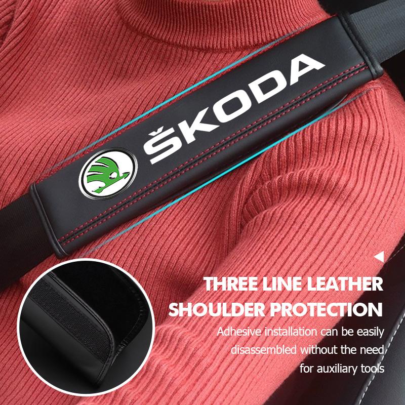 WWUH6 1/2PCS Car Seat Belt Safety Belt Shoulder Cover Auto Accessories For Skoda Octavia Superb RAPID FABIA KAMIQ KAROQ KODIAQ YETI