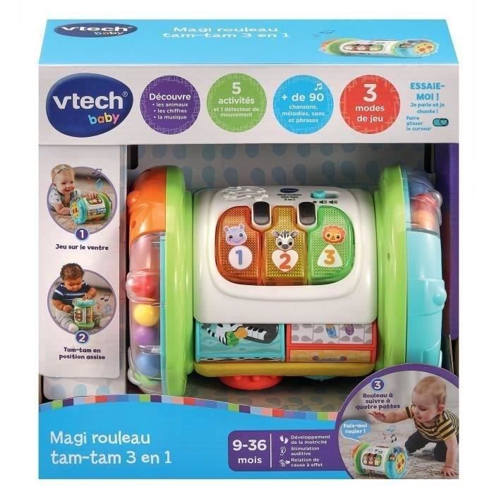Rouleau d'activités interactif VTECH MAGI ROULEAU TAM-TAM 3 EN 1 pour bébé de 9 à 36 mois - Blanc/Multicolore