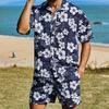 Гавайские пляжные шорты комплекты мужские спортивный костюм 2-piece set рубашка шорты мужская рубашка с коротким рукавом футболка пляжные брюки