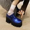 Весенне-осенняя обувь, женские туфли из лакированной кожи на платформе, туфли-лодочки на высокой платформе и толстом каблуке, большой размер 34-43