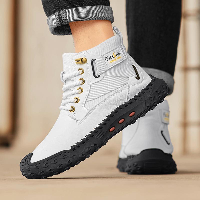 Ручная строчка Кожаные мужские ботинки Спилок Повседневная кожаная обувь Мужские ботильоны