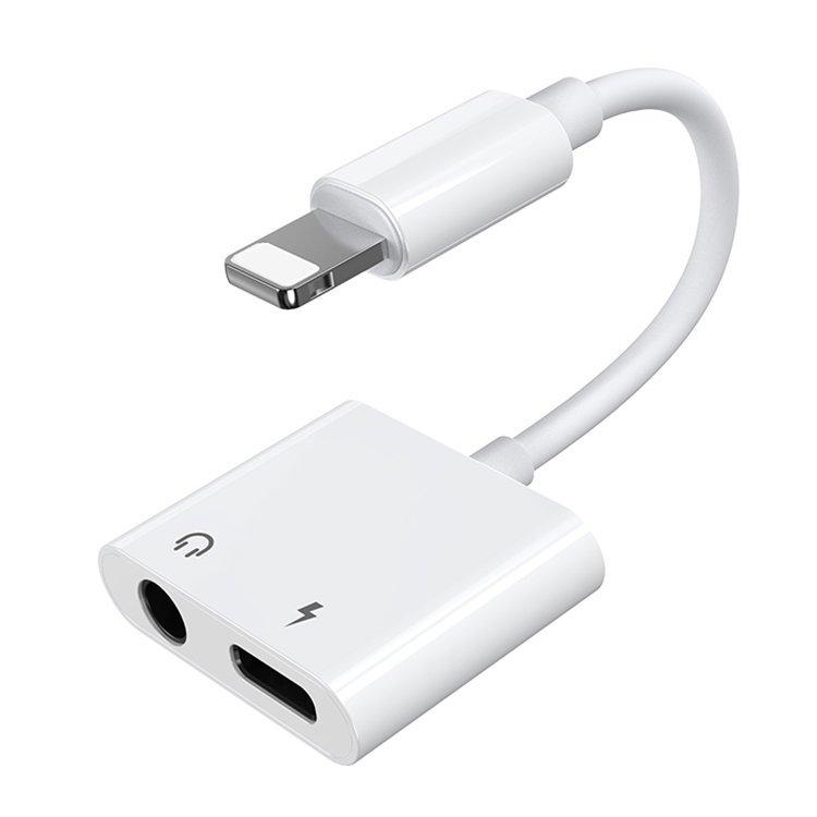 iPhone Lightning - Lightning 3.5mm mini jack headphone splitter adapter white