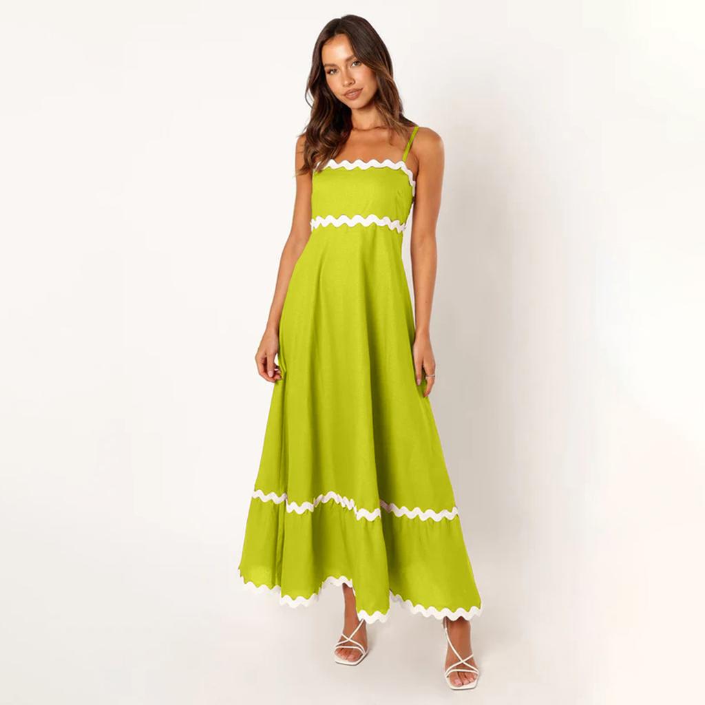 Летний стиль, сплошной цвет, кружево, элегантное платье с лямкой на шее, большие качели, платья