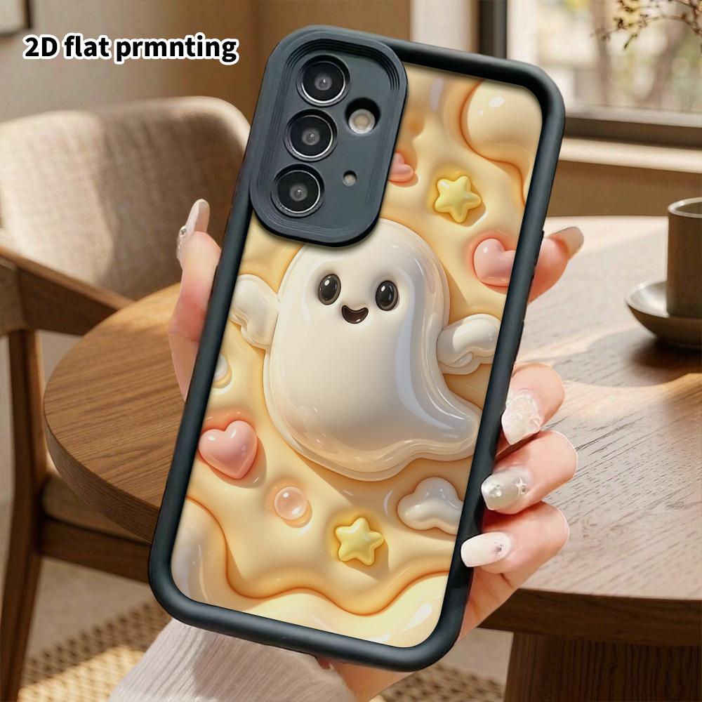 Phone Case: 2D flat design suitable for Samsung Galaxy A34 A35 M05 M06 S20 S22 S21 FE Plus 5G protective case, featuring a cute little expanding ghost