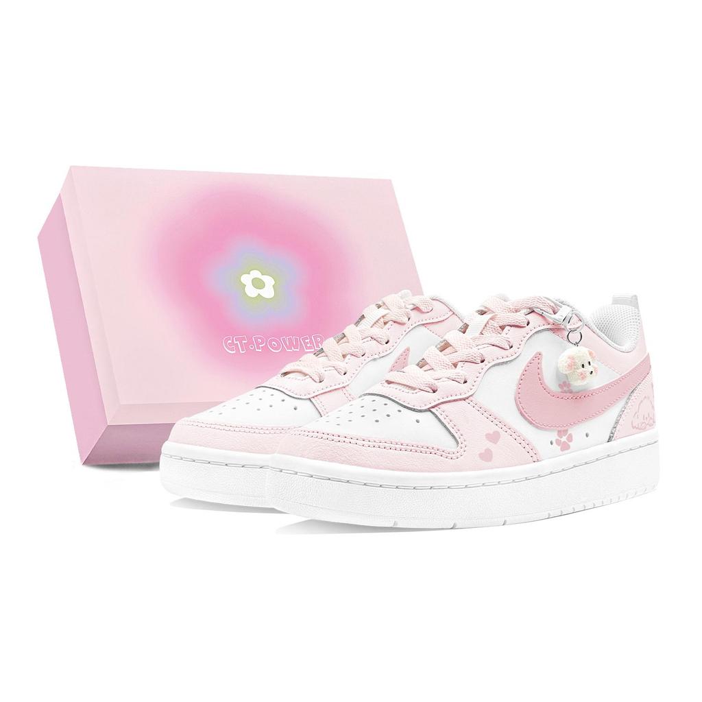 Nike Court Borough Skateboard Shoes Women's Low Top Pink BQ5448-100(Team88-S-BOX)