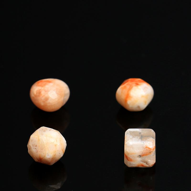 Hongchu Crystal Natural Orange-Red Snowflake Phantom Loose Beads Snowflake Ghost Sugar Cube Facets DIY Accessories