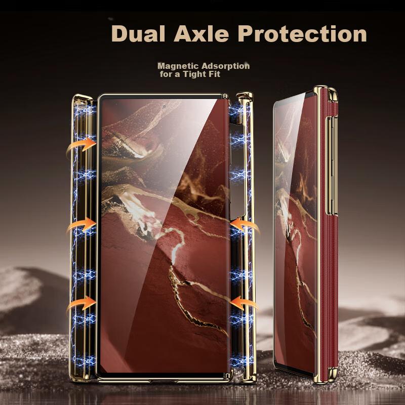 Wrist Strap Stand | Dual Central Axis ProtectionHuawei Mate X Phone Case, Huawei XTS Foldable Protective Cover, Shockproof - Rose Red