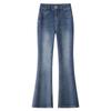 Women's Slimming High-Waisted Blue Micro-Flared Jeans - 2025 Spring/Autumn Horseshoe Cropped Pants