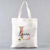 Custom Name White Canvas Tote Bag Large Capacity Foldable Supermarket Shopping Bag For Women Shopper Personalized Handbags