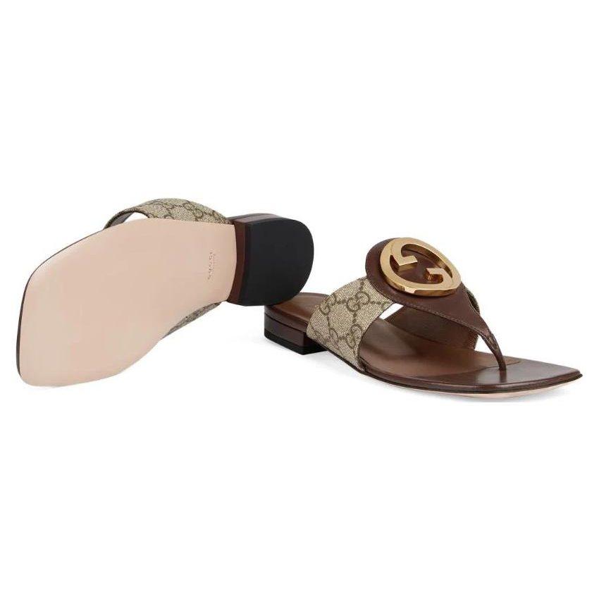 Gucci Сандалии-шлепанцы Blondie из холста Эбеновые Женские 752659 9I650 9769