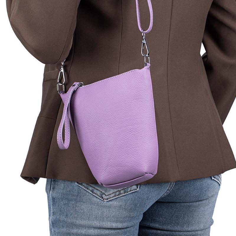 Leather Fashion Simple Single Shoulder Crossbody Bag Head Layer Cowhide Casual Mobile Phone Bag Female Mini Bucket Bag Texture Female Bag