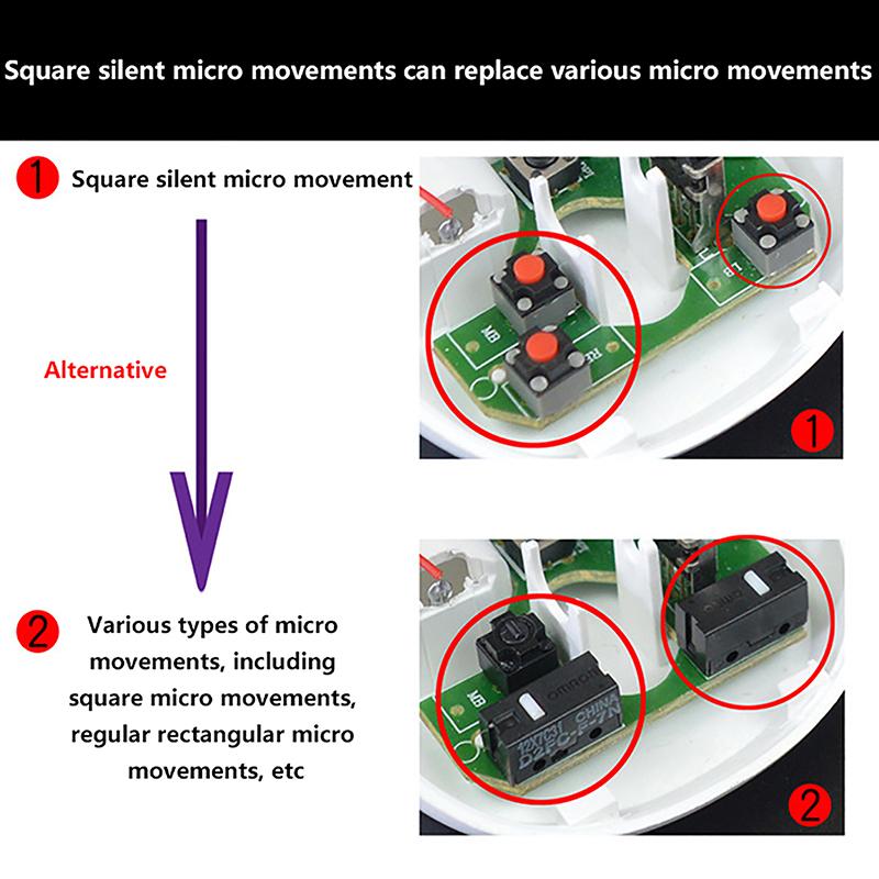 10Pcs Diy Accessories For Kailh Mute Button 4.3/7.3Mm Silent Switch Wireless Mouse Wired Mouse Button Micro Switch